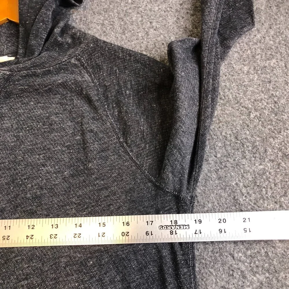 J Crew Shirt Mens Medium Gray Hooded Tshirt Cotton Long Sleeve Hoodie
